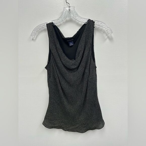 90's Ann Taylor Black Polka Dot Spotted 100% Silk Cowl Neck Sleeveless Top 6 - Picture 5 of 8